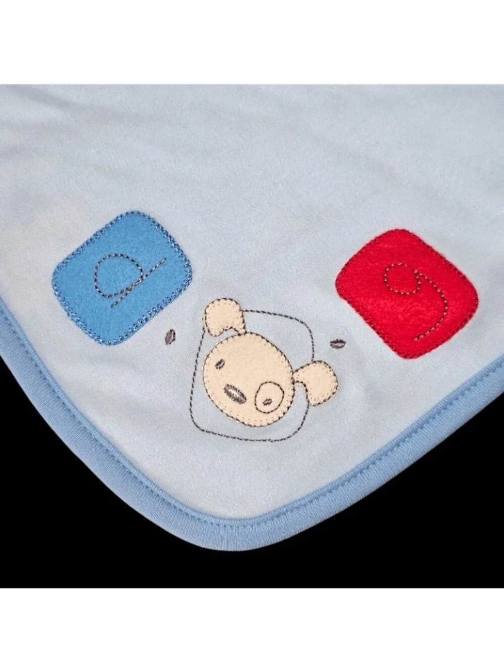 VTG Carter's Just One Year Blue Dog Baby Blanket Cotton Tools Squares